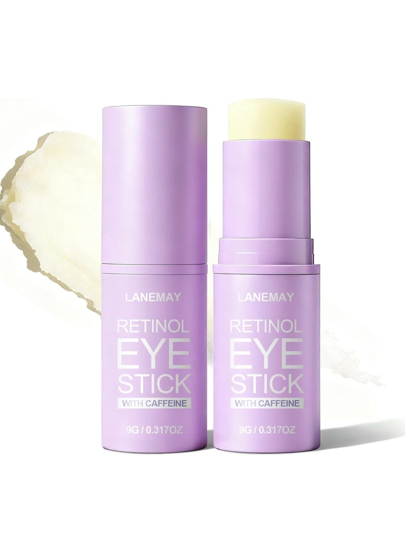 LANEMAY Retinol & Caffeine Eye Cream Stick for Dark Circles & Puffiness - Peptides & Avocado Oil - Reduce Eye Bags & Brighten Skin - Portable Undereye Treatment 9g - Image 1